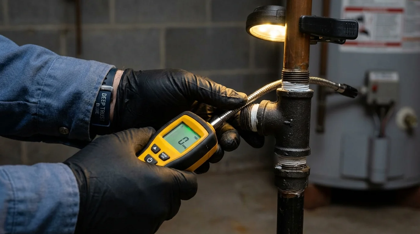 Gas leak detection with electronic sniffer by Johns Plumbing LLC in Breckenridge