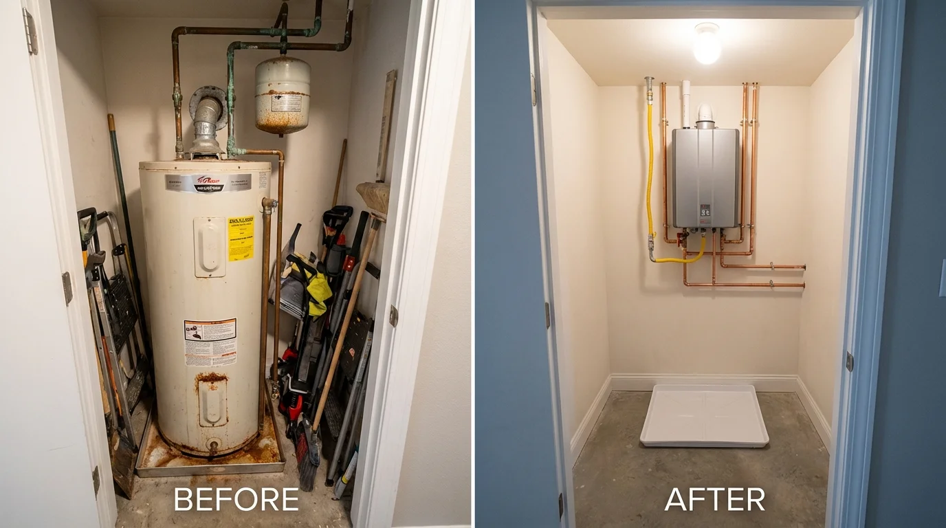 Tank water heater versus wall-mounted tankless unit comparison for Breckenridge, TX homeowners