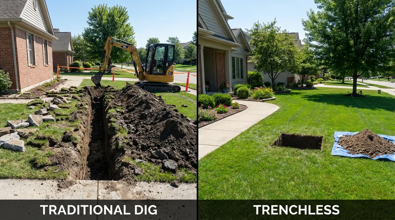 Trenchless sewer repair with minimal yard damage versus traditional excavation in Breckenridge, TX